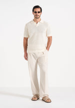 Conrad - Open Knit Polo Shirt - Cream