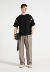 Georges - Varsity T-Shirt - Black/Taupe