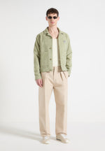 Suede Jacket with Revere Collar - Sage