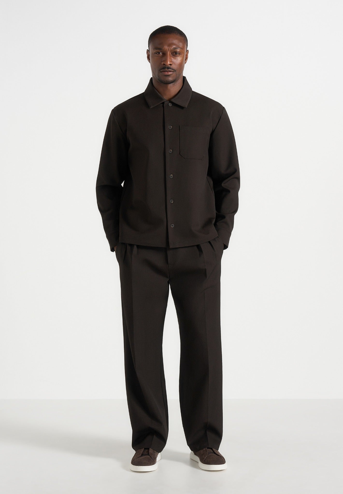 Valentin - Tailored Overshirt - Dark Brown 