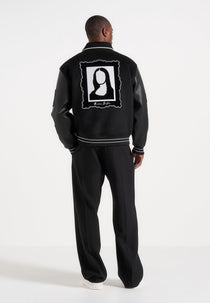 Mona Lisa - Wool Blend Varsity Jacket - Black