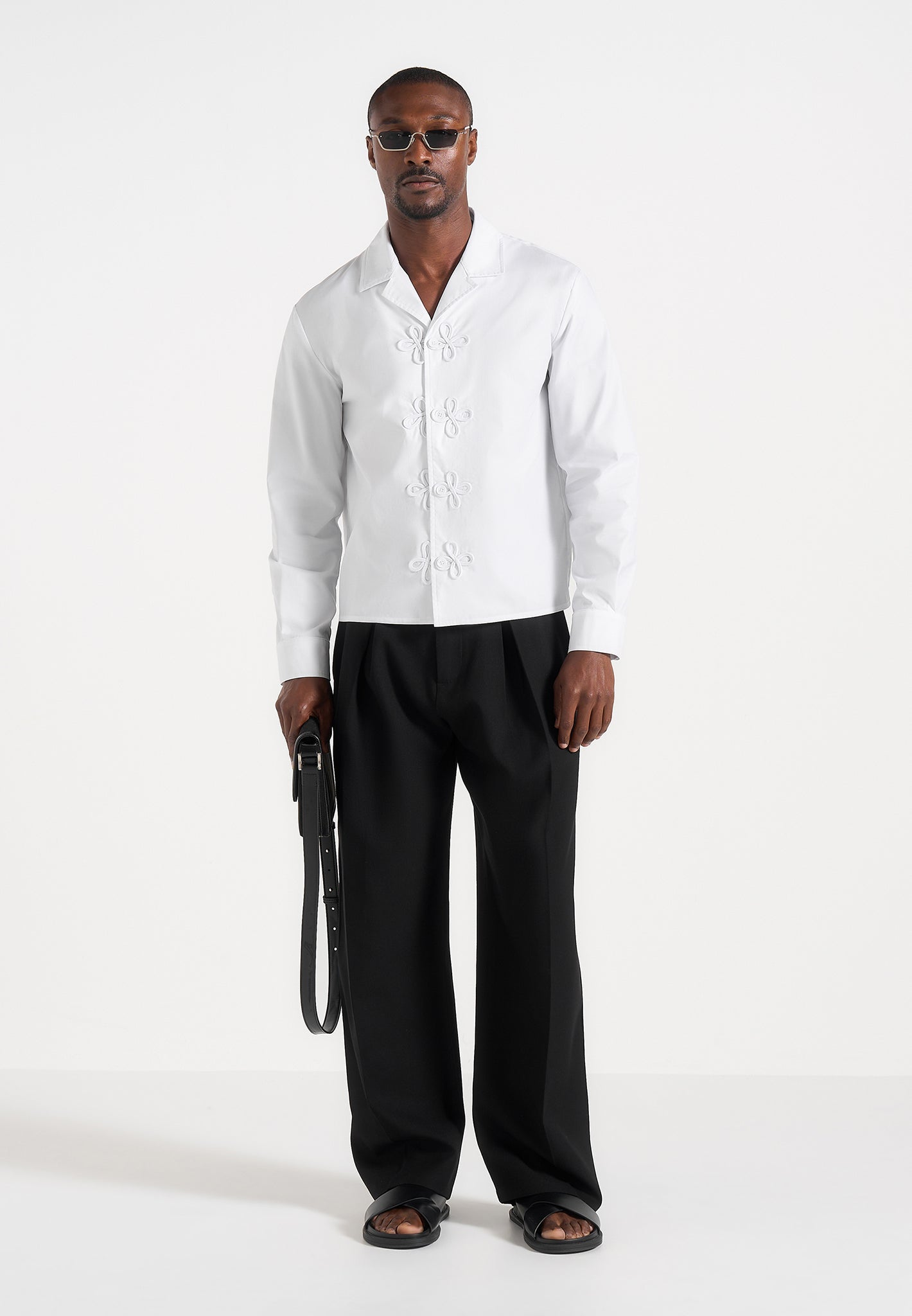 Valen - Applique Detail Long Sleeve Shirt - White 