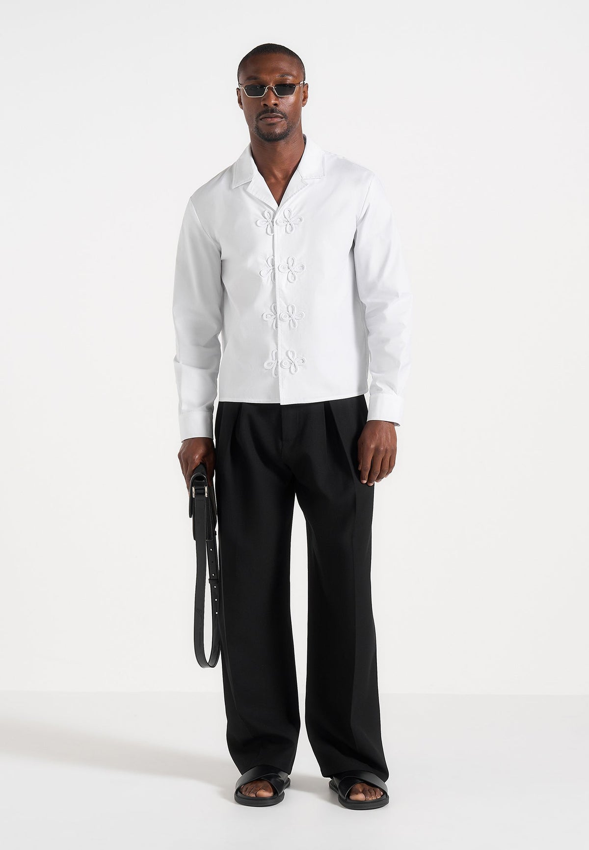 Valen - Applique Detail Long Sleeve Shirt - White