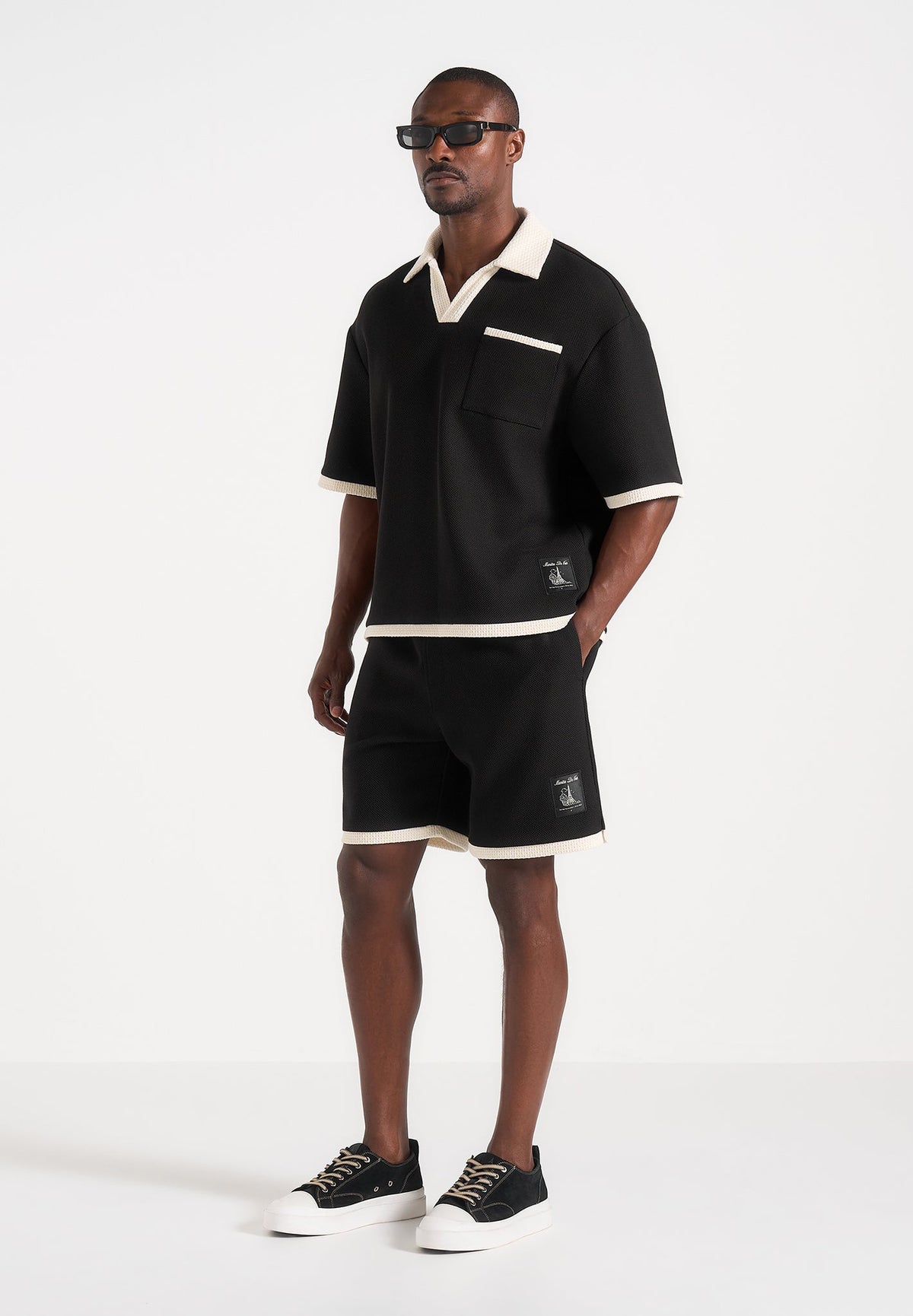 brice-boxy-crochet-detail-polo-shirt-black