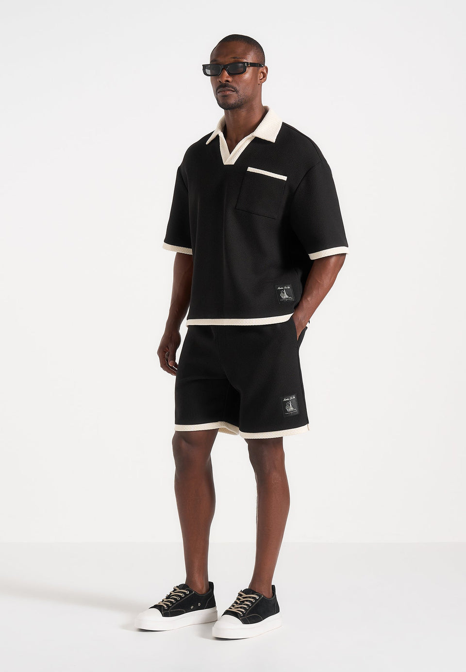 brice-boxy-crochet-detail-polo-shirt-black