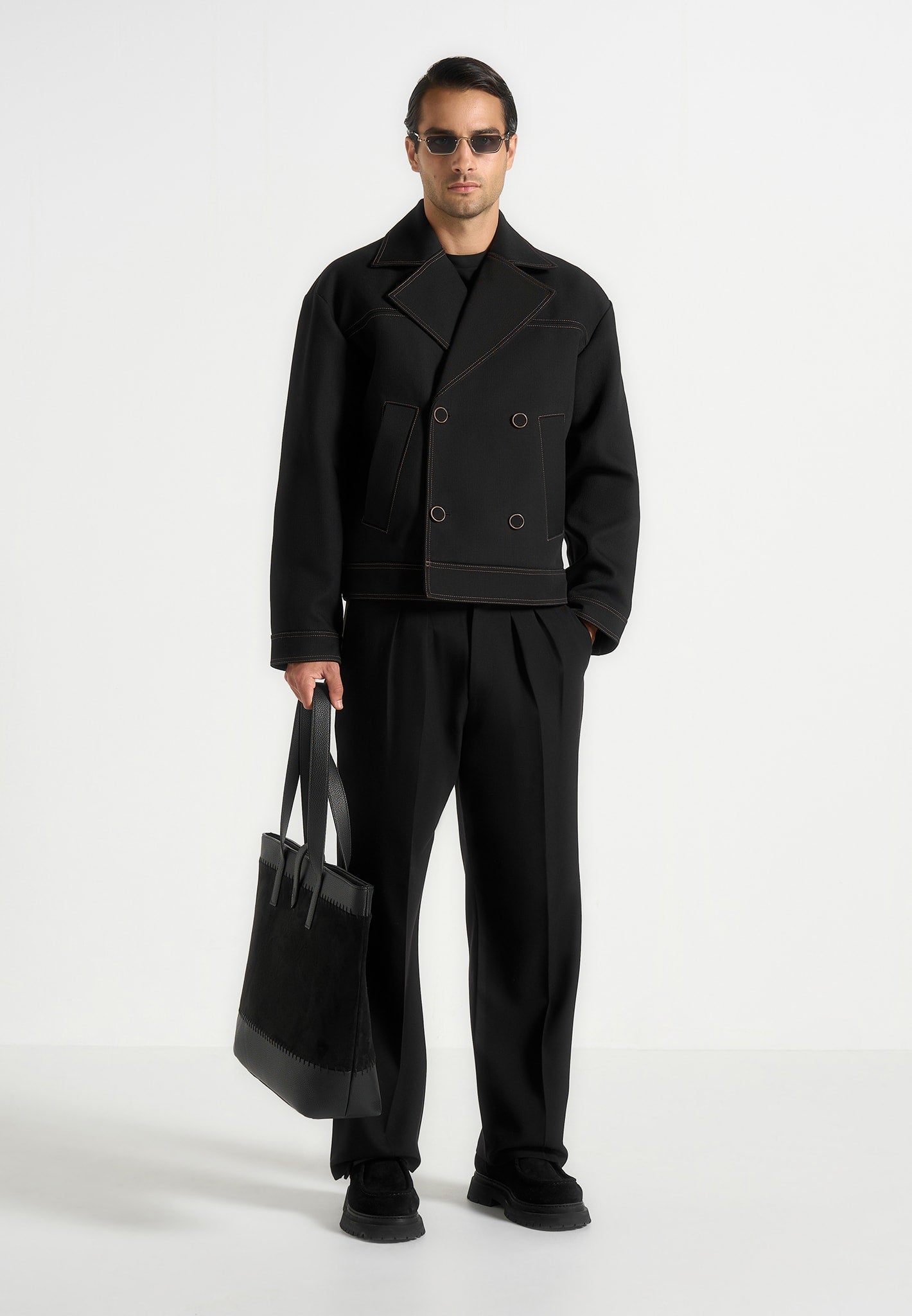 mika-unisex-tailored-double-breasted-jacket-with-contrast-stitch-black