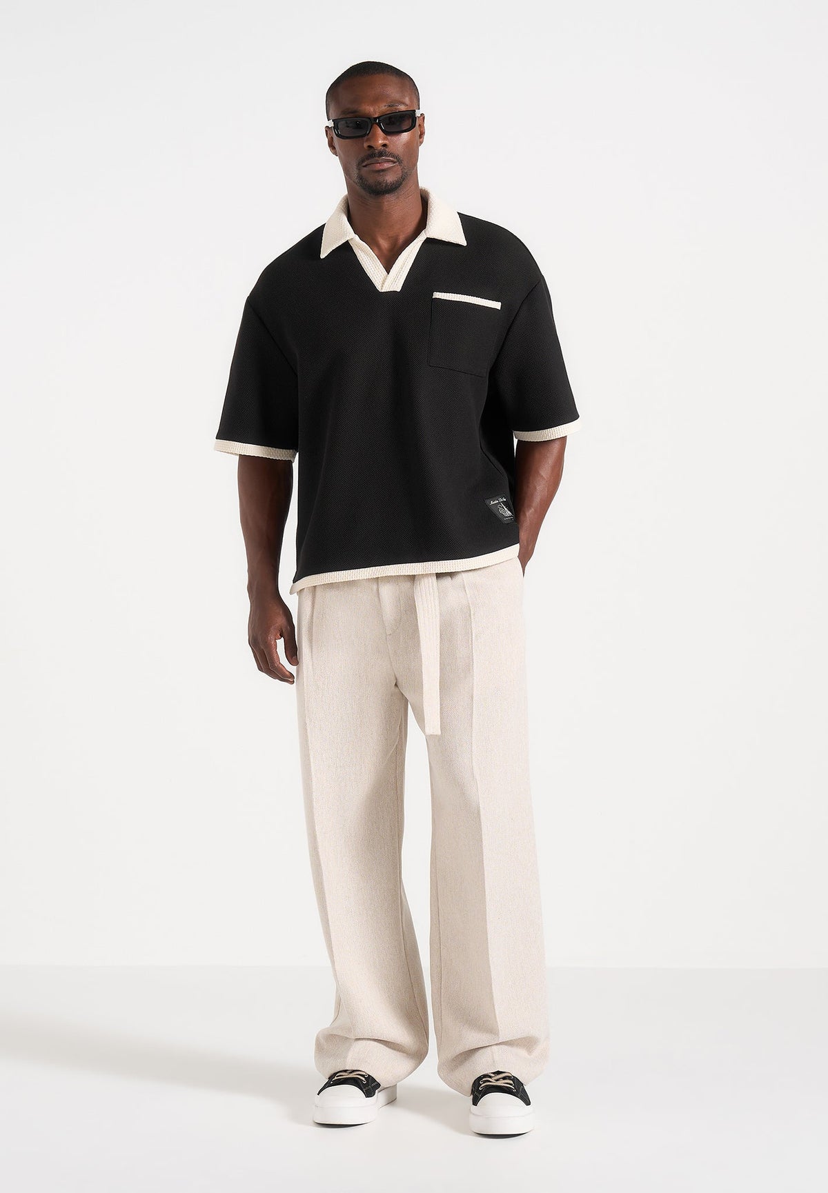 brice-boxy-crochet-detail-polo-shirt-black
