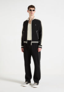 Tristan - Contrast Whipstitch Raglan Track Jacket - Black