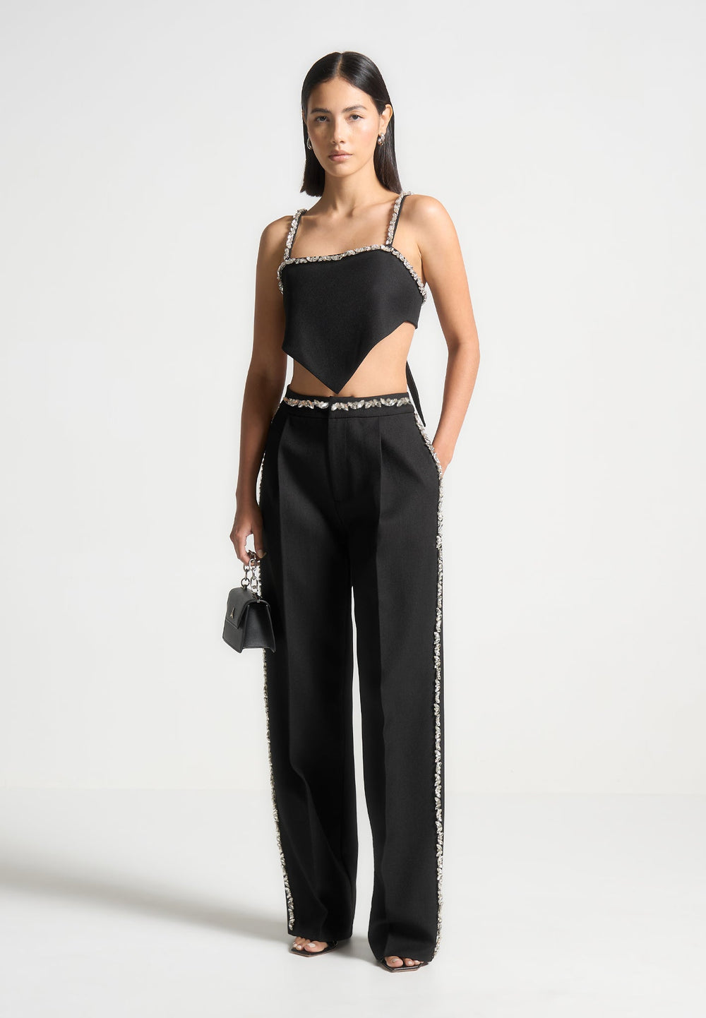 embellished-strap-handkerchief-top-black