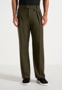 Pierre - Twin Pleat Tailored Pants - Olive
