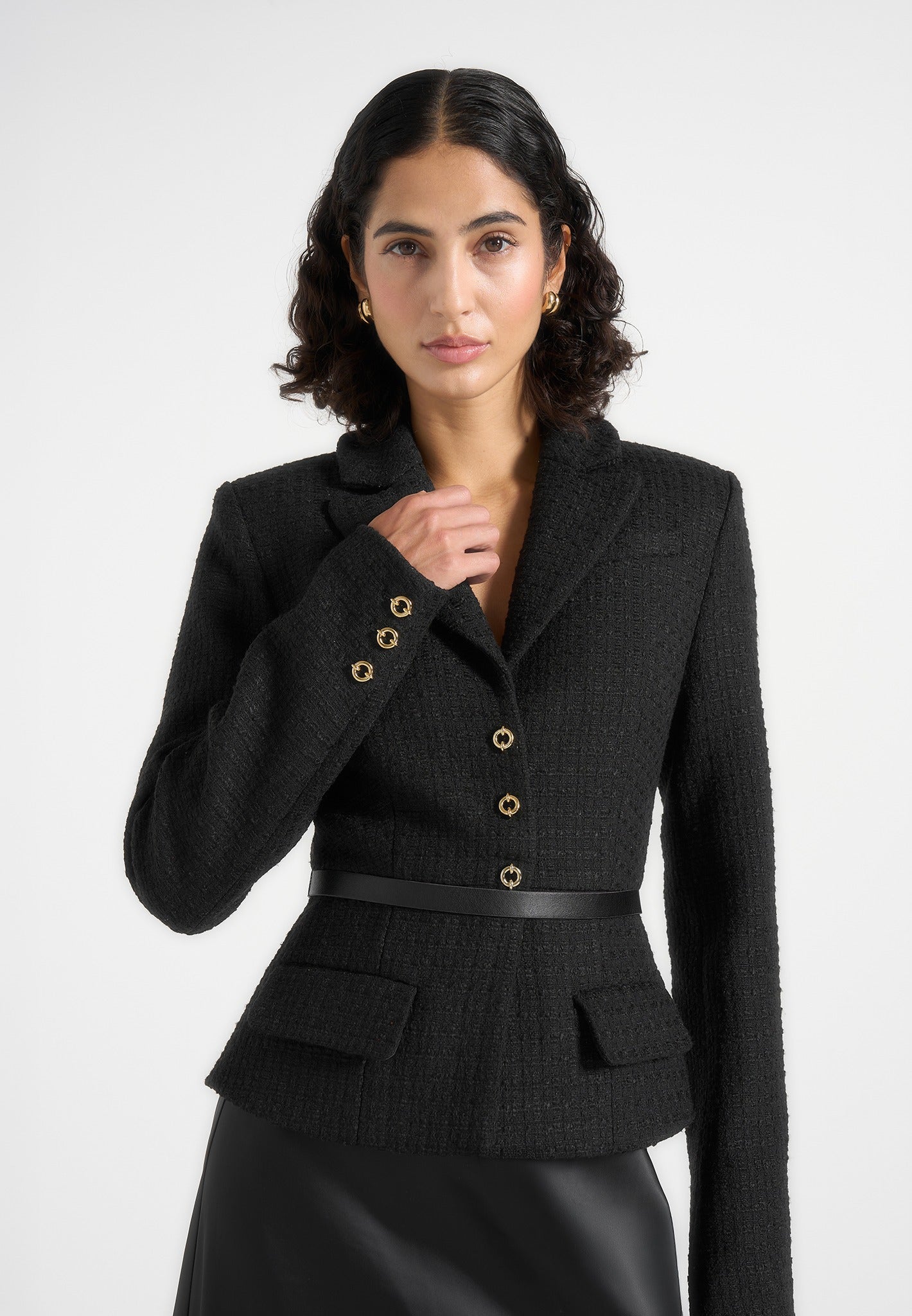 grace-boucle-and-satin-belted-blazer-maxi-dress-black