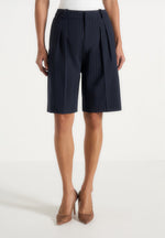 lorette-pinstripe-double-pleat-tailored-shorts-navy
