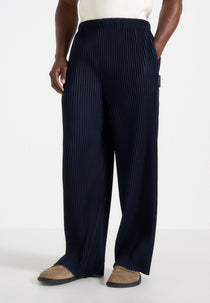 Jonas - Pleated Wide Leg Pants - Navy