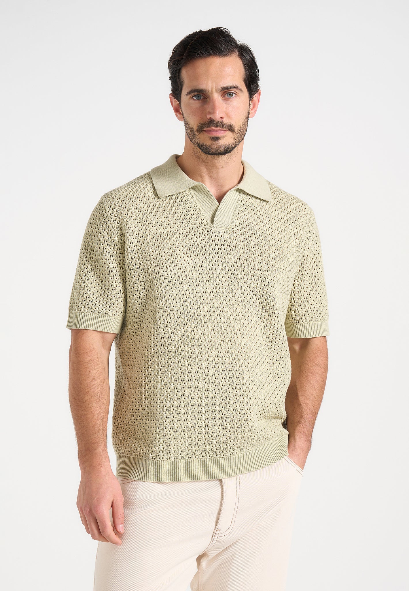 conrad-open-knit-polo-shirt-sage 