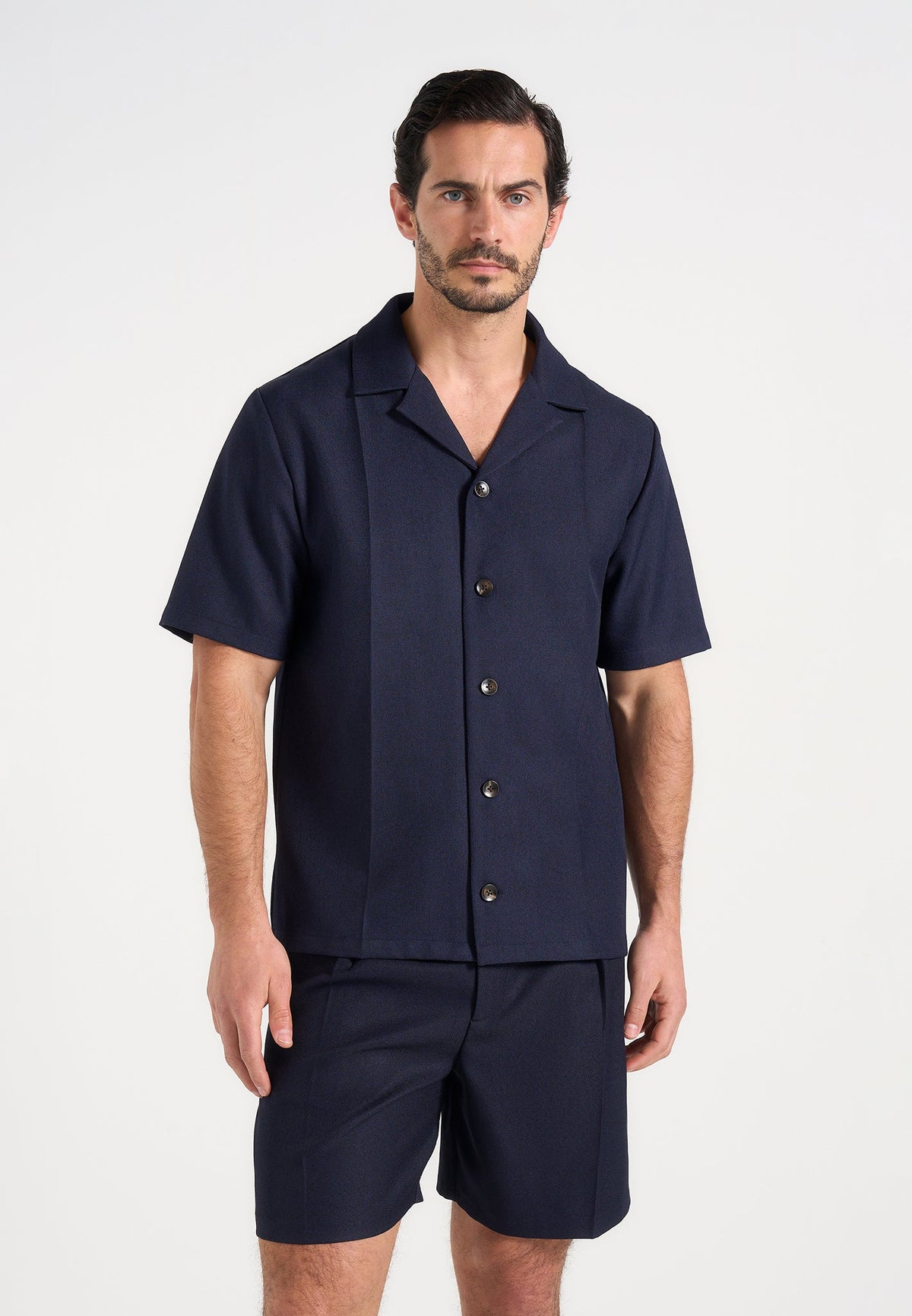 Felix - Tailored Shirt With Crease - Navy
