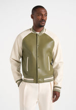 guy-contrast-leather-bomber-jacket-olive-cream