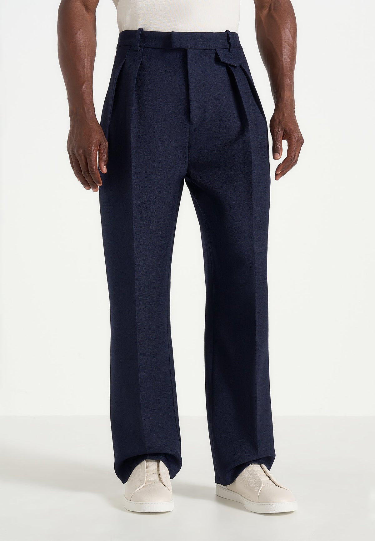Pierre - Twin Pleat Tailored Pants - Navy
