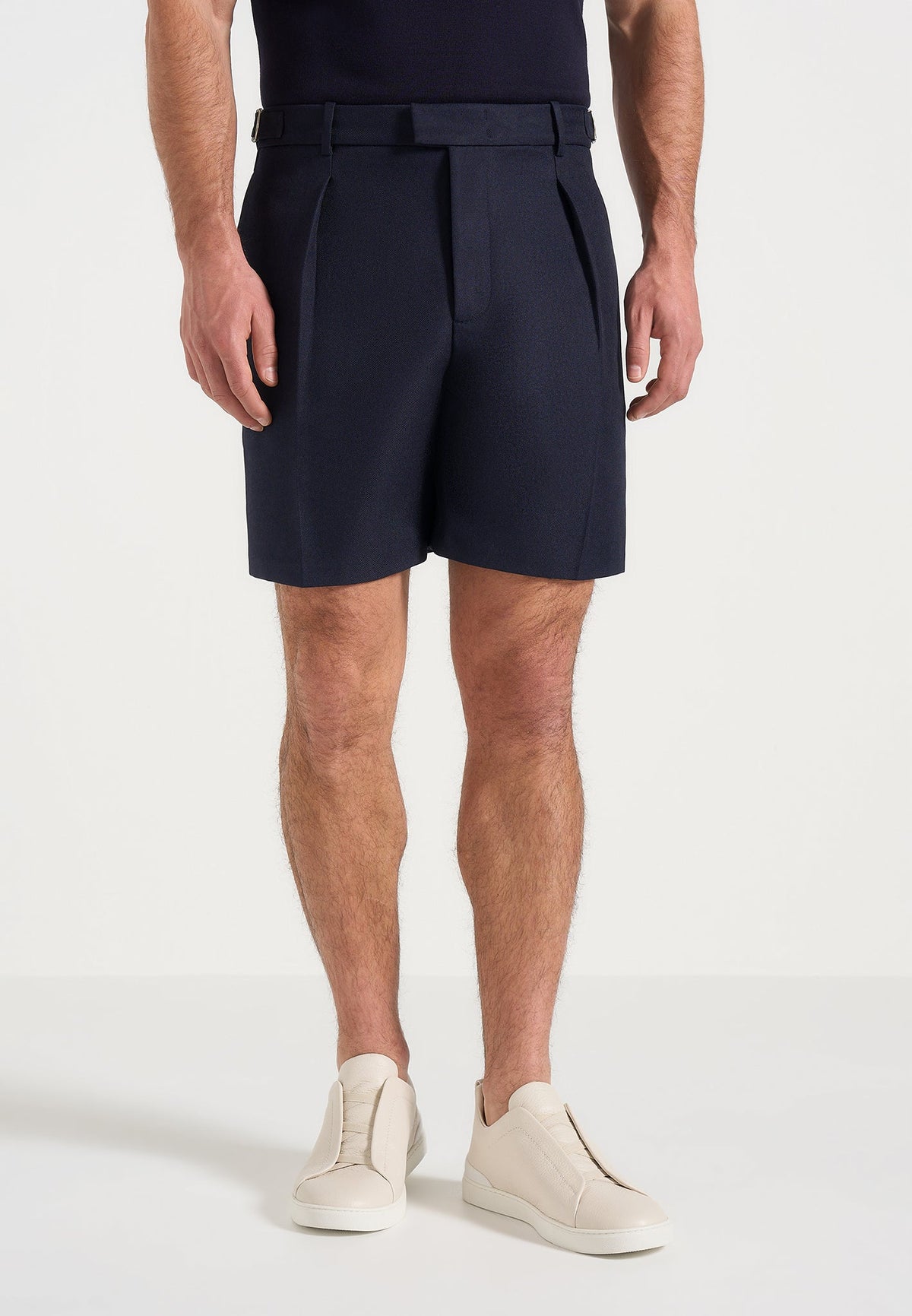 Marin - Tailored Pleated Shorts - Navy