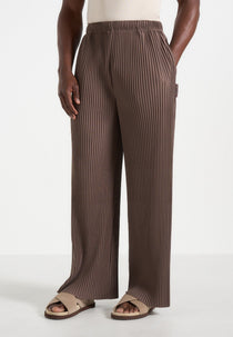 Jonas - Pleated Wide Leg Pants - Brown