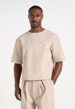 leon-boxy-cropped-hatched-t-shirt-beige