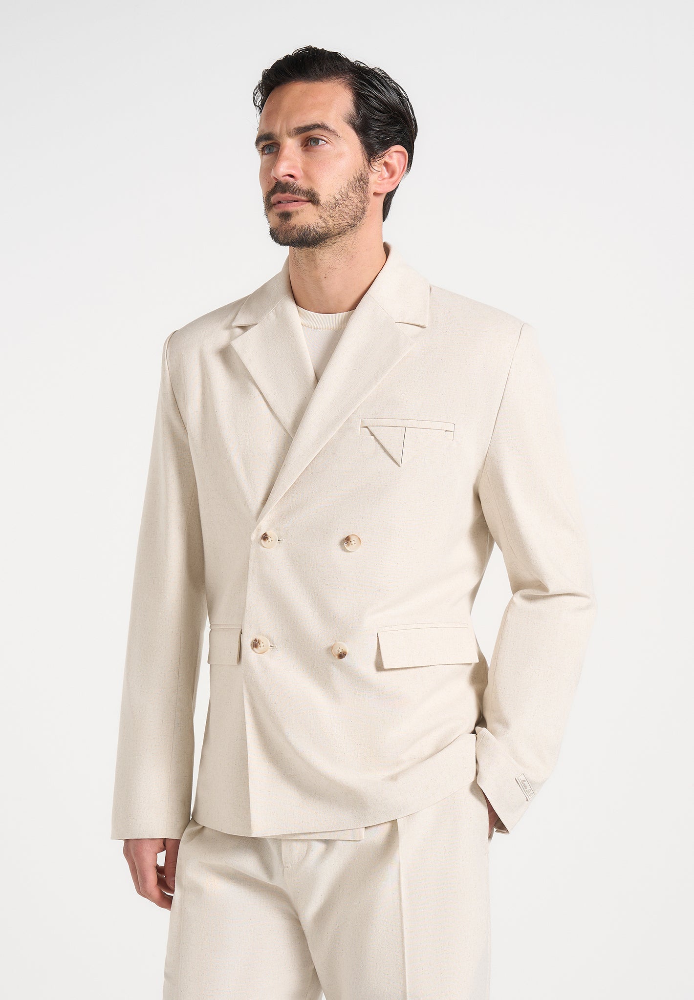 Didier - Double Breasted Linen Blazer - Natural