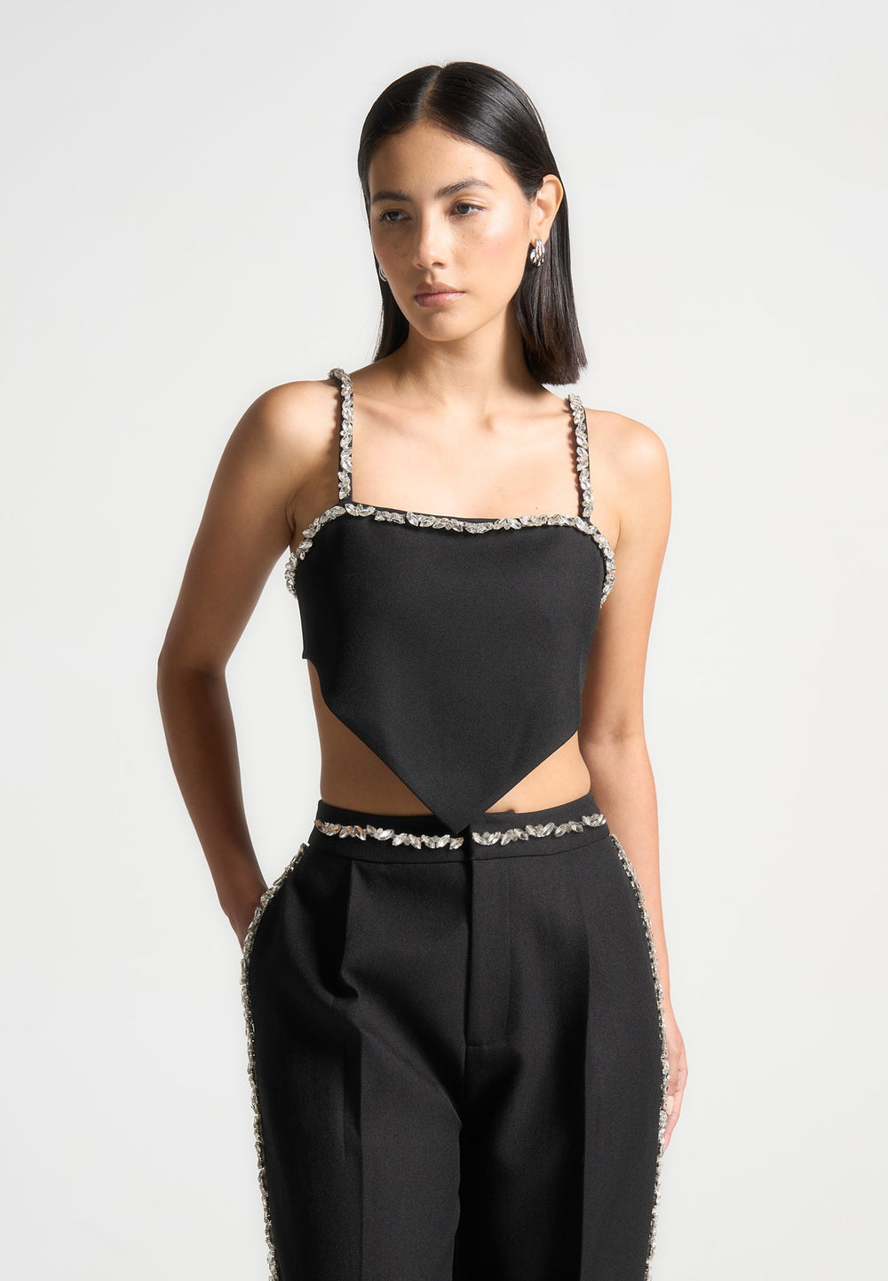 embellished-strap-handkerchief-top-black