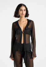 Sheer Shirt with Clasp - Black