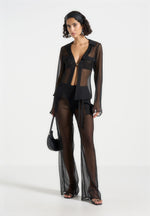 Sheer Shirt with Clasp - Black