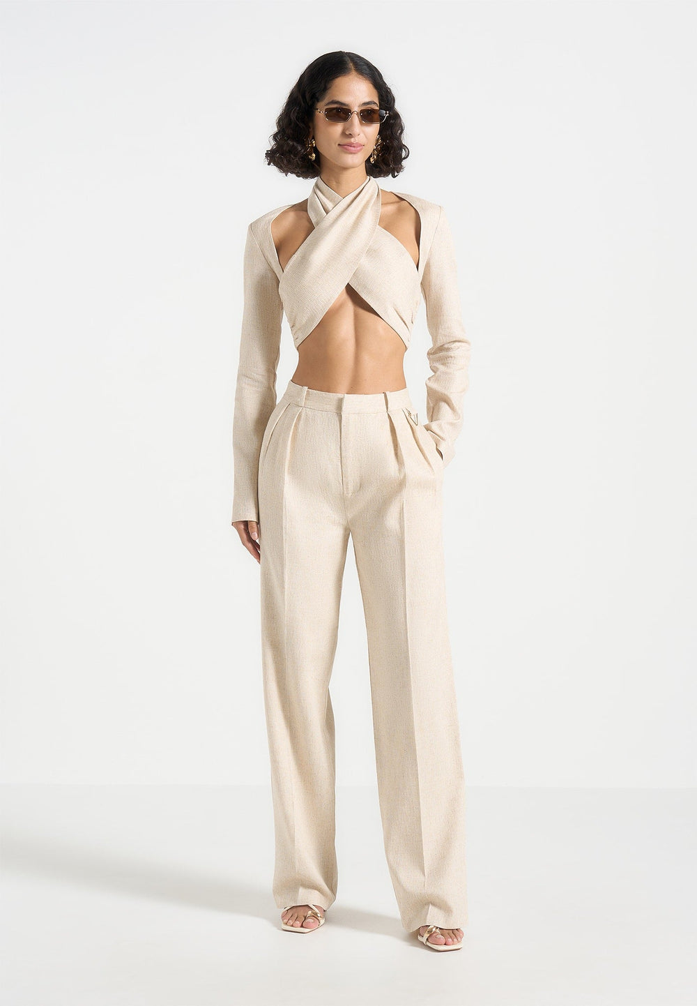 Ingrid - Linen Twin Pleat Trousers - Natural