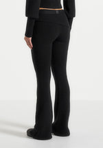 Knitted Fit & Flare Leggings with Belt - Black