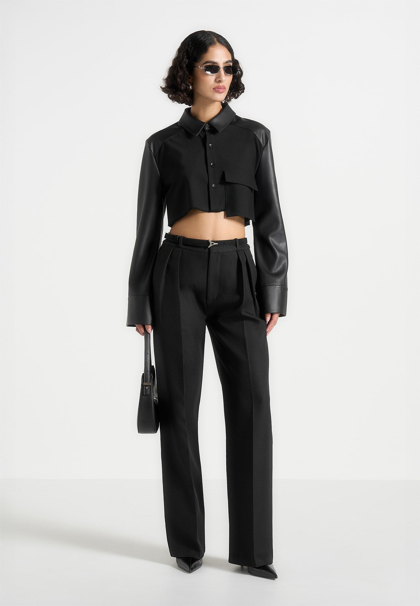 vegan-leather-contrast-cropped-shirt-black