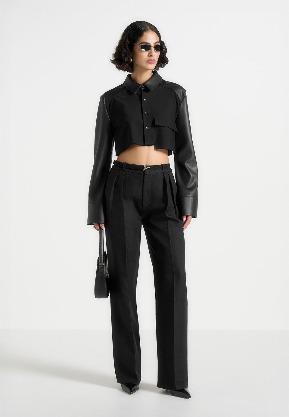 bernadette-leather-contrast-cropped-shirt-black