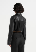 vegan-leather-contrast-cropped-shirt-black