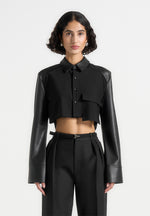 vegan-leather-contrast-cropped-shirt-black