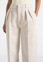 Julie - Tailored Twin Pleat Trousers - Light Beige