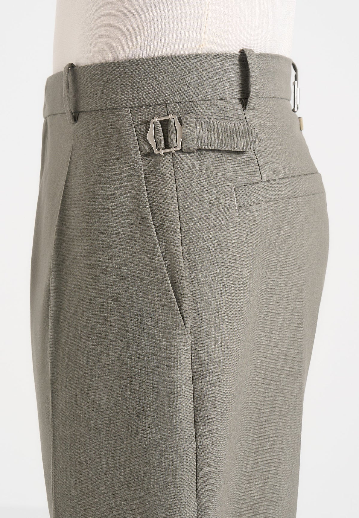 Dorian - Pleated Linen Pants - Khaki