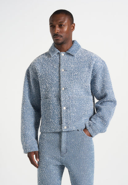 Damien - Boucle Denim Jacket With Back Pleat - Blue | Manière De