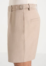 Marin - Tailored Pleated Shorts - Beige