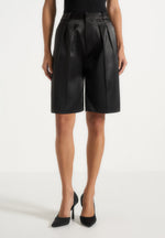 lorette-satin-double-pleat-shorts-black