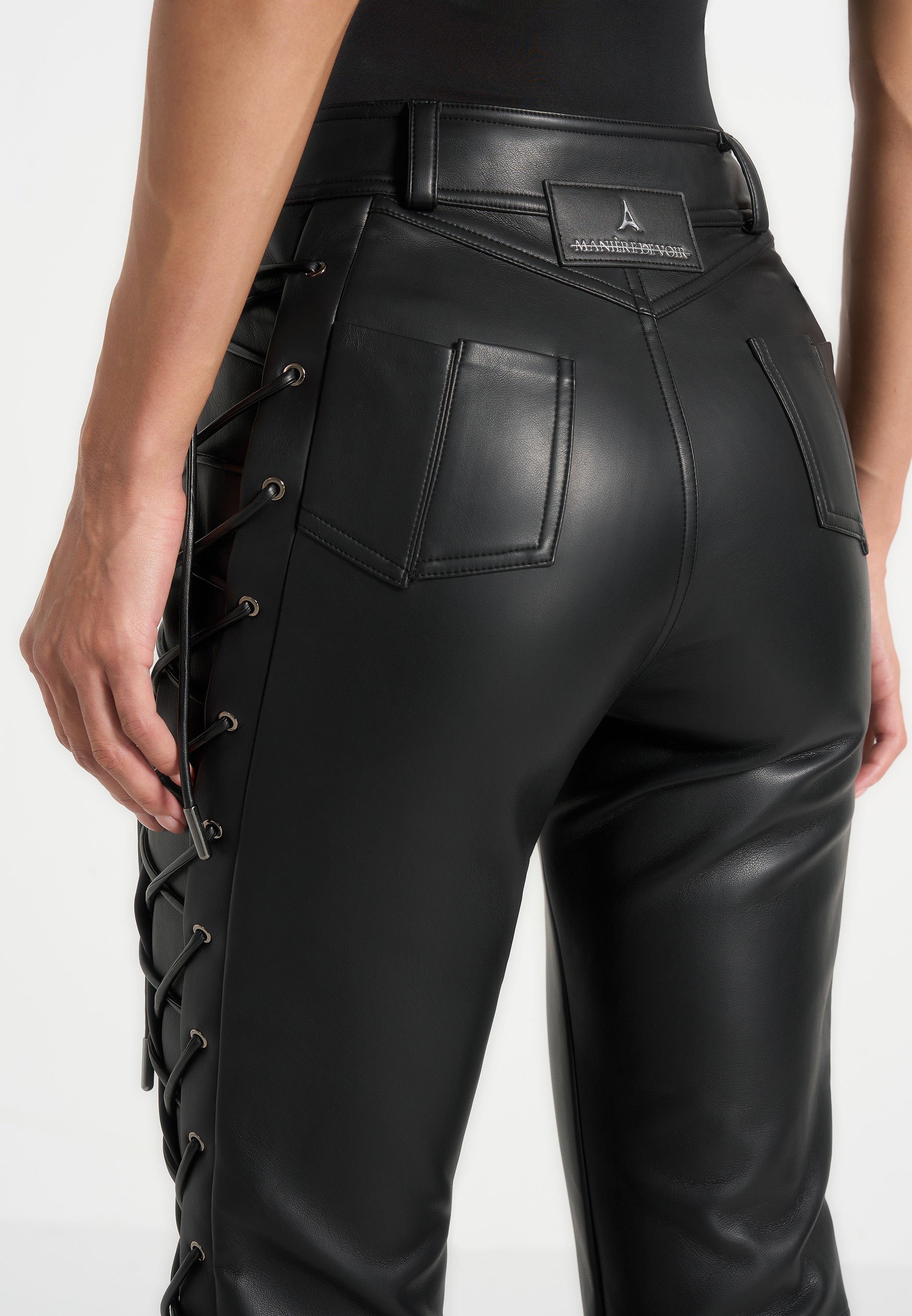 ambre-leather-lace-up-flared-trousers-black