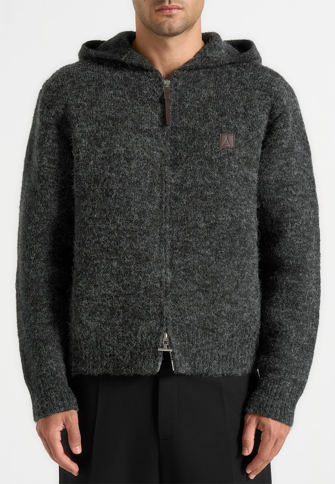 Billie - Unisex Brushed Wool Zip Hoodie - Grey