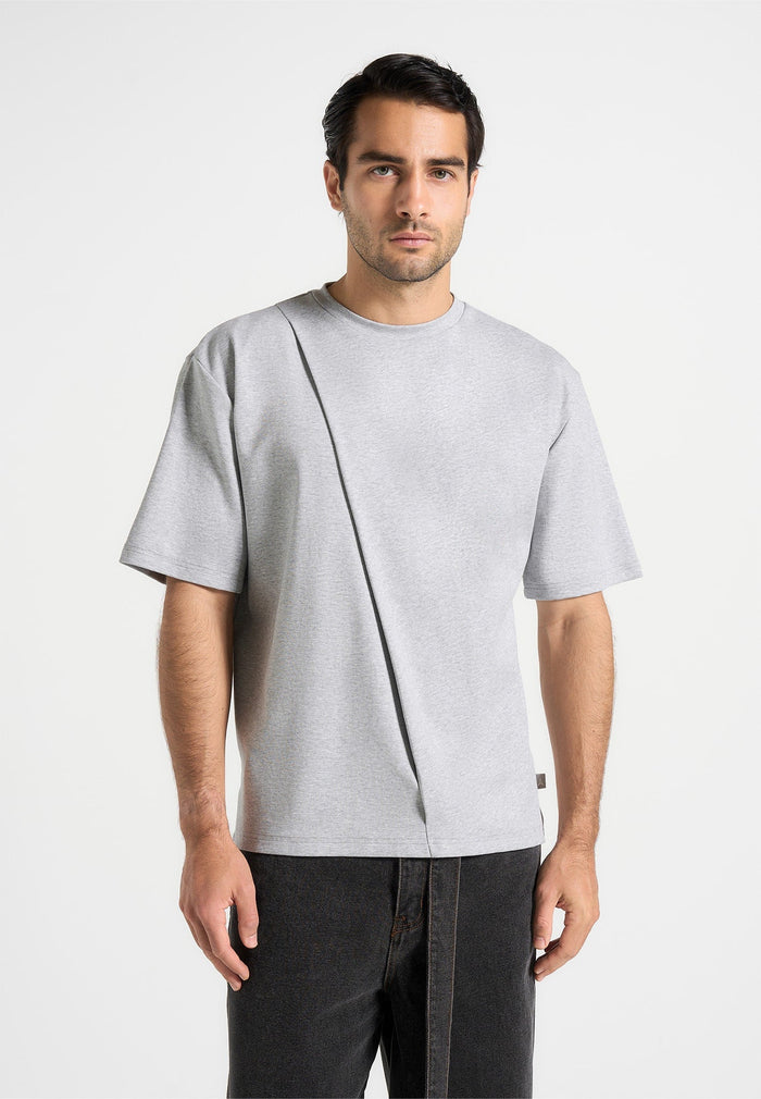 hugo-relaxed-fit-cotton-t-shirt-with-pleat-grey