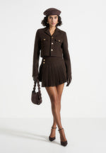 Joëlle - Wool Asymmetric Pleated Mini Skirt - Brown