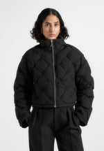 Woven Interlock Puffer Jacket - Black