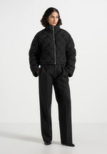 Woven Interlock Puffer Jacket - Black