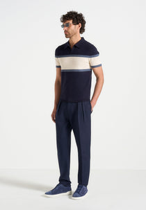 Enzo - Colour Block Polo Top - Navy