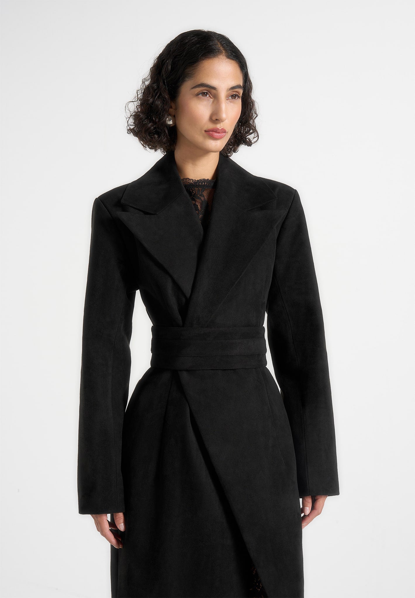 Manteau noir à simple boutonnage, Noir - Sisley Manteau noir à simple boutonnage, Noir - Sisley