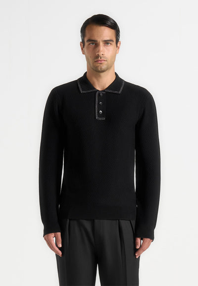 aymeric-whipstitch-detail-long-sleeve-knit-polo-shirt-black