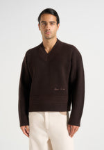 Rémi - V-Neck Signature Knit Jumper - Brown
