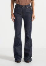Abbie - Stacked Fit And Flare Jeans - Indigo
